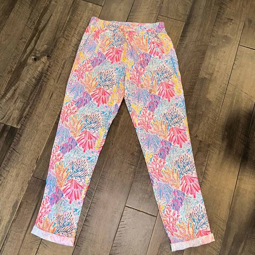 ✨NWT✨ Lilly Pulitzer 31" Taron Mid-Rise Linen Pant - Multi Splashdance Size XS